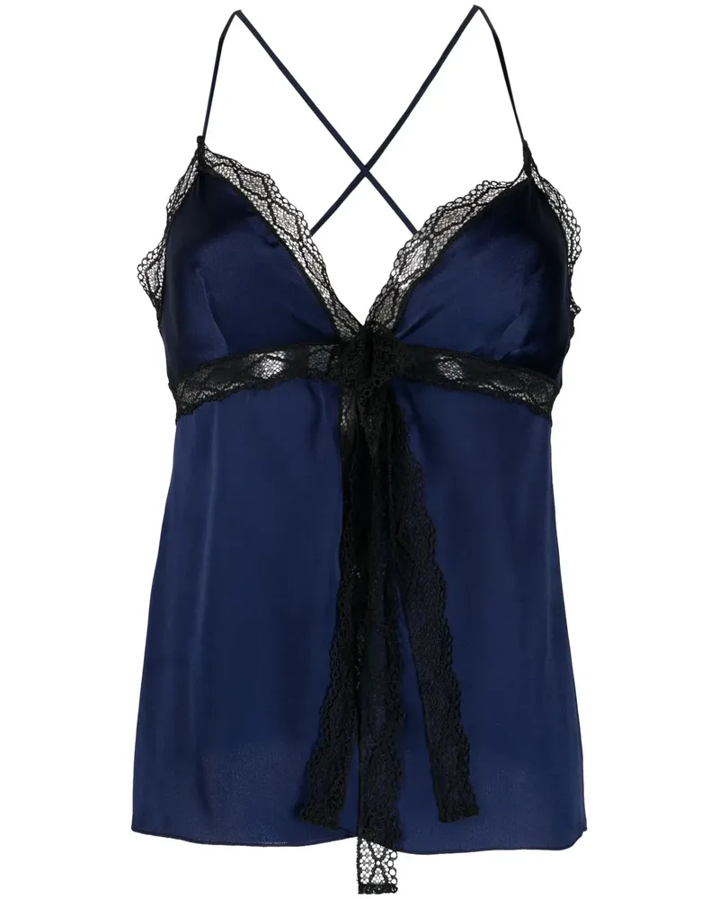Alberta Ferretti Top mit Spitzenborten - Blau Blau