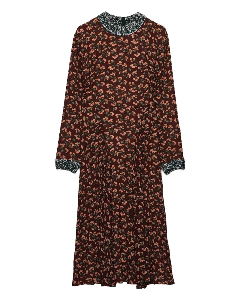 Prada Gestricktes Midikleid mit Blumen-Print - Braun Braun
