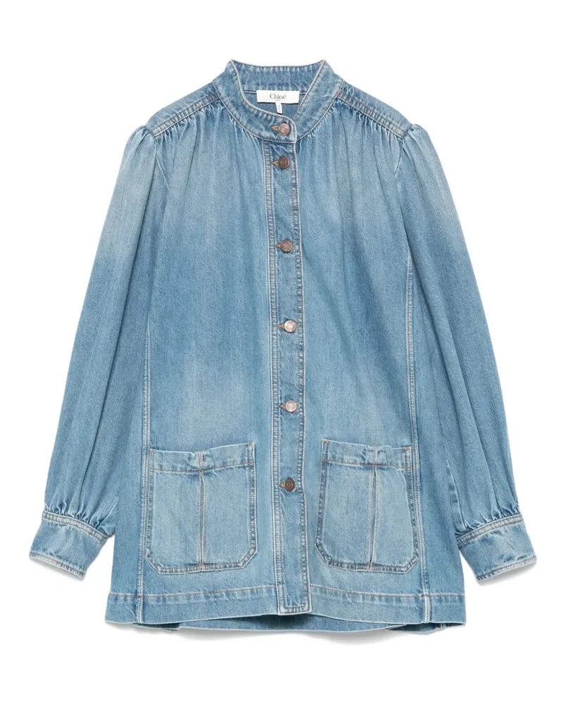 Chloé Geraffte Jeansjacke - Blau Blau