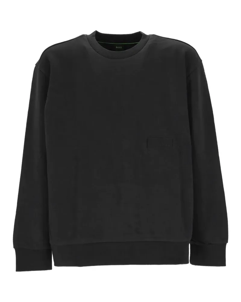 HUGO BOSS logo-patch crew-neck sweater - Schwarz Schwarz