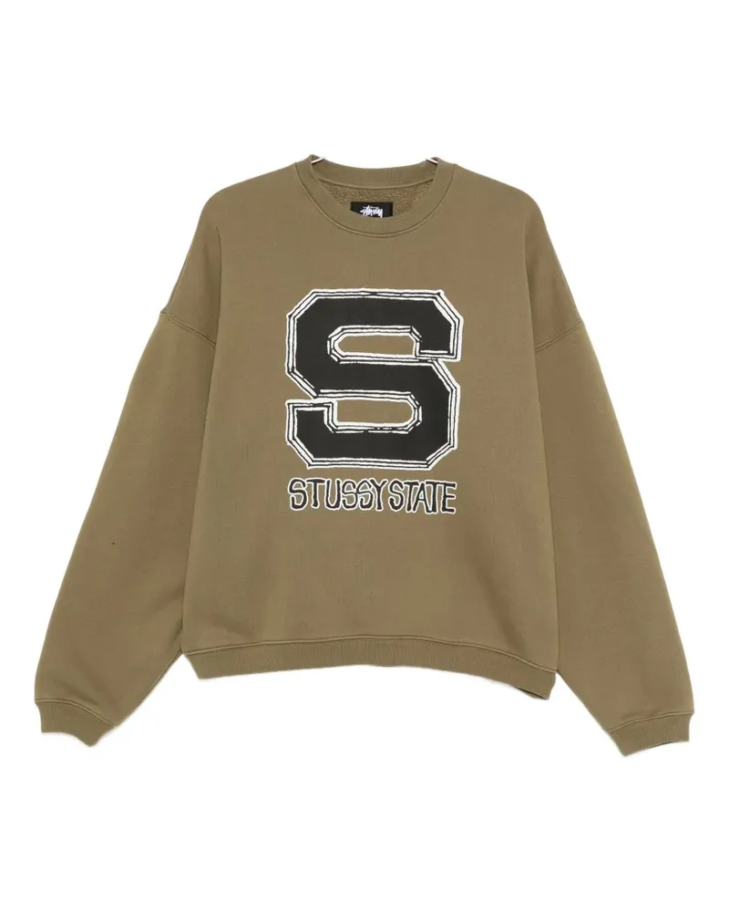 Stüssy Sweatshirt mit Logo-Print - Grün Grün