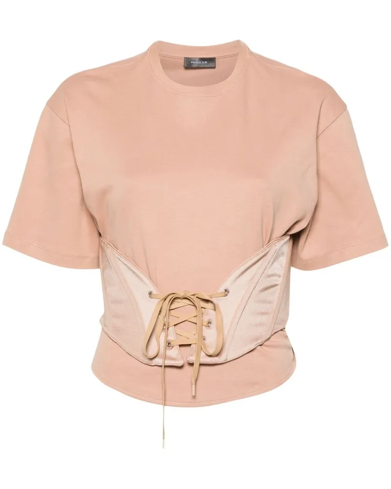 Thierry Mugler T-Shirt mit Korsage - Braun Braun