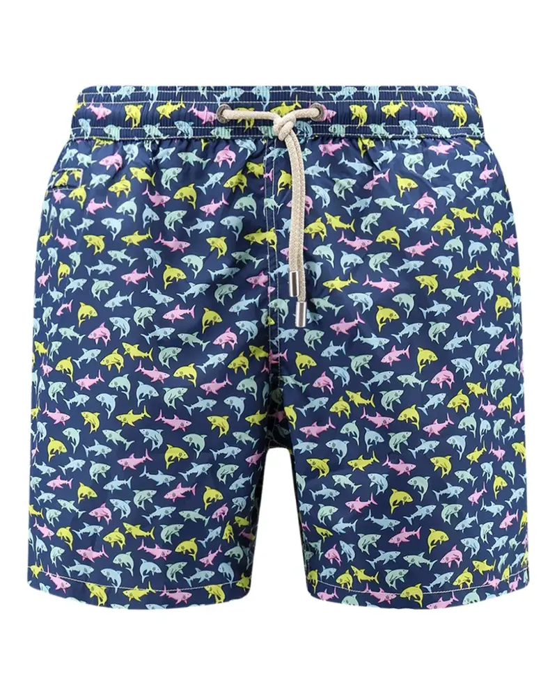 MC2 Saint Barth Lighting drawstring shark-print swim shorts - Blau Blau