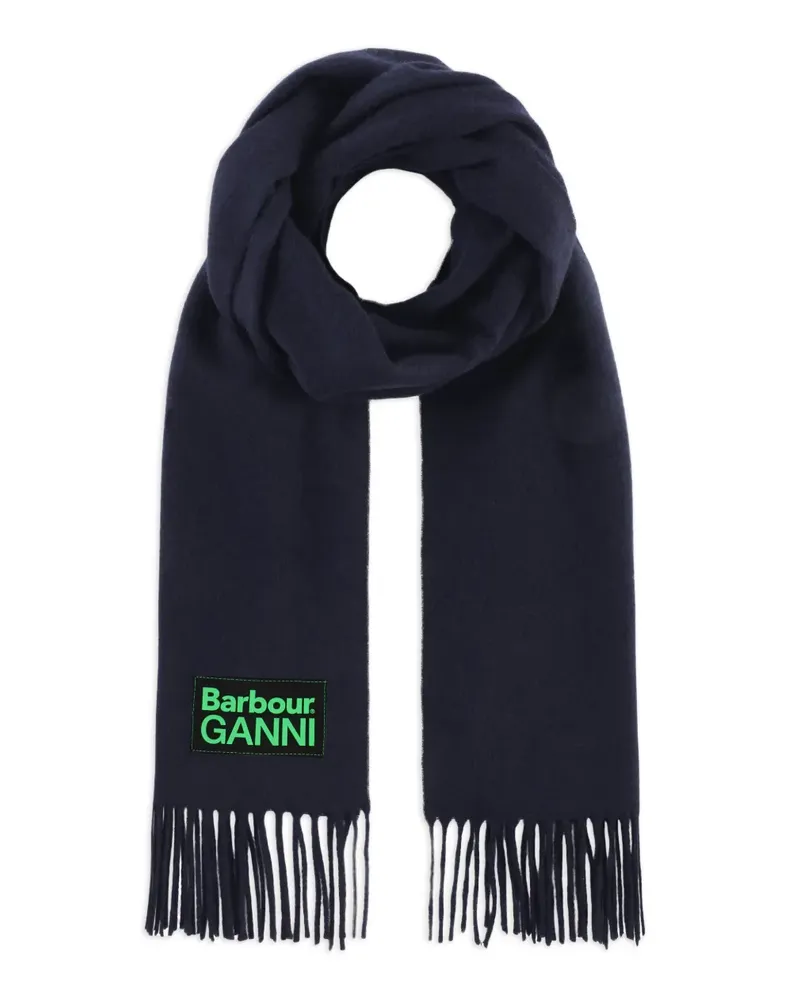 Ganni x Barbour fringe scarf - Blau Blau