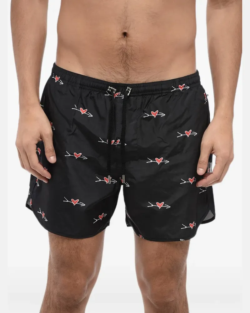 Neil Barrett Cupid-print drawstring swim shorts - Schwarz Schwarz