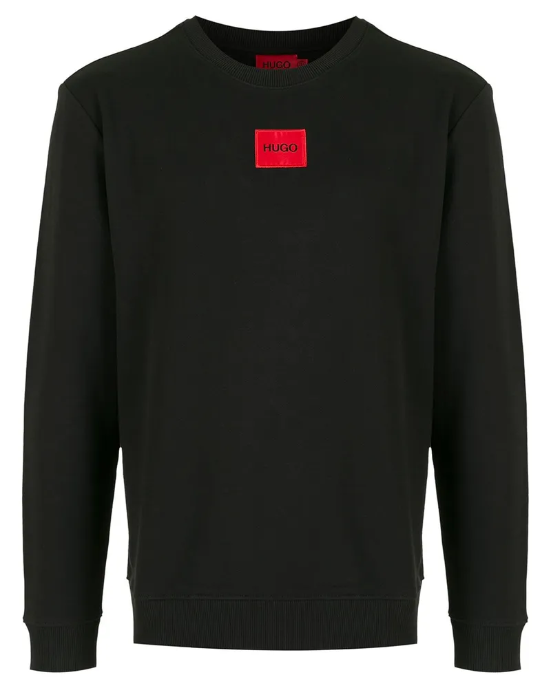HUGO BOSS Sweatshirt mit Logo-Patch - Schwarz Schwarz
