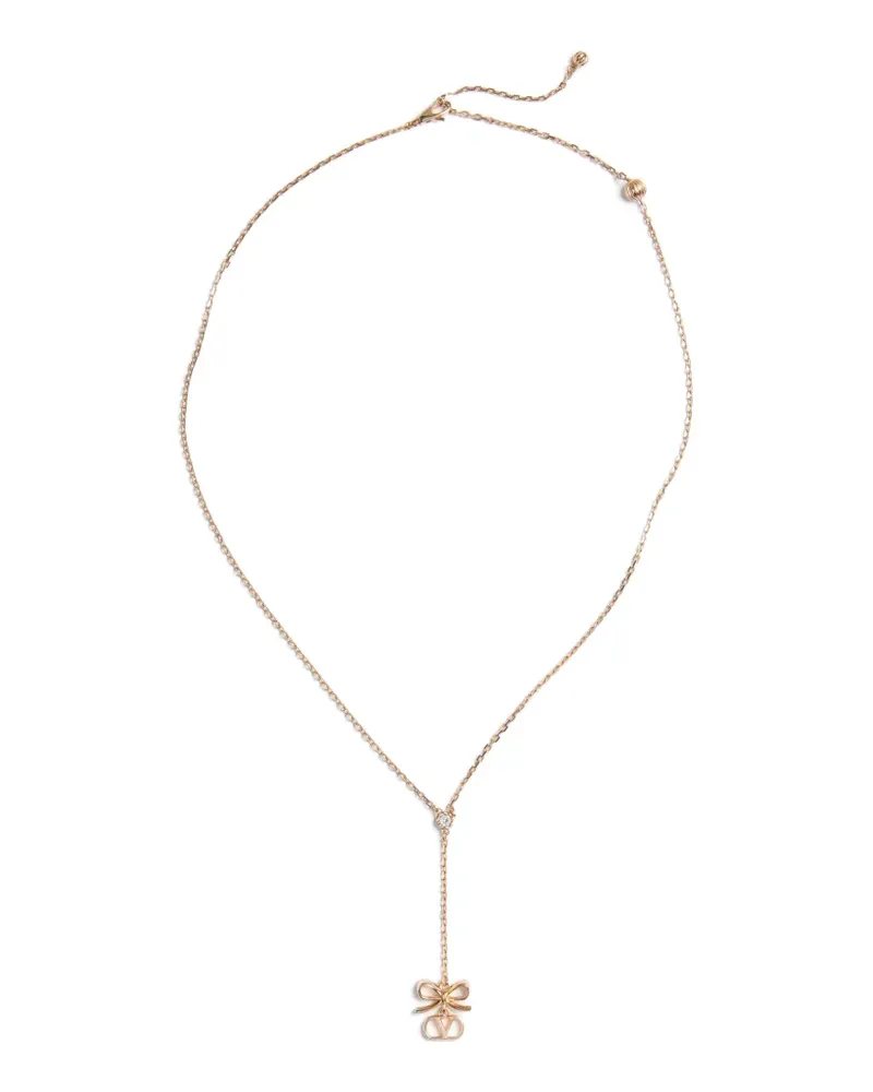 Valentino Garavani Vlogo floc necklace in metal and swarovski® crystals - Gold Gold