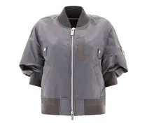 half-sleeves zip-up bomber jacket
