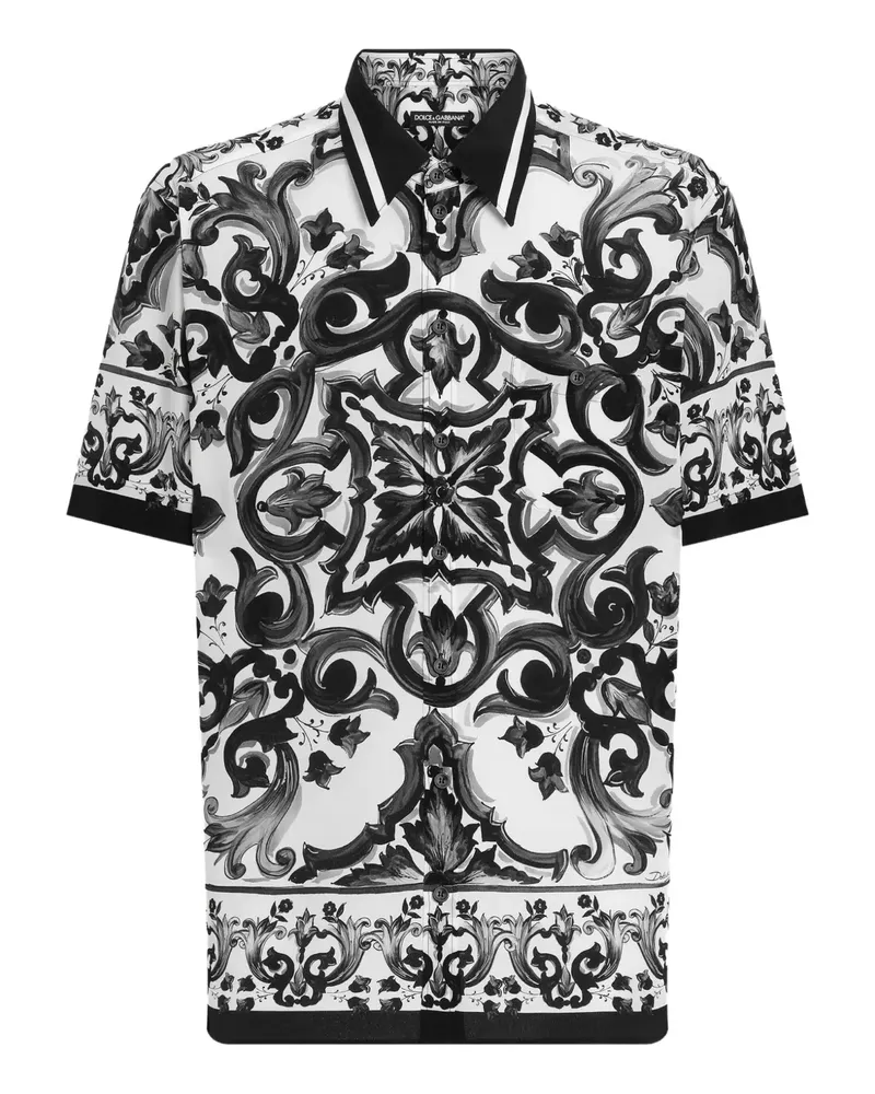 Dolce & Gabbana Seidenhemd mit grafischem Print - Schwarz Schwarz