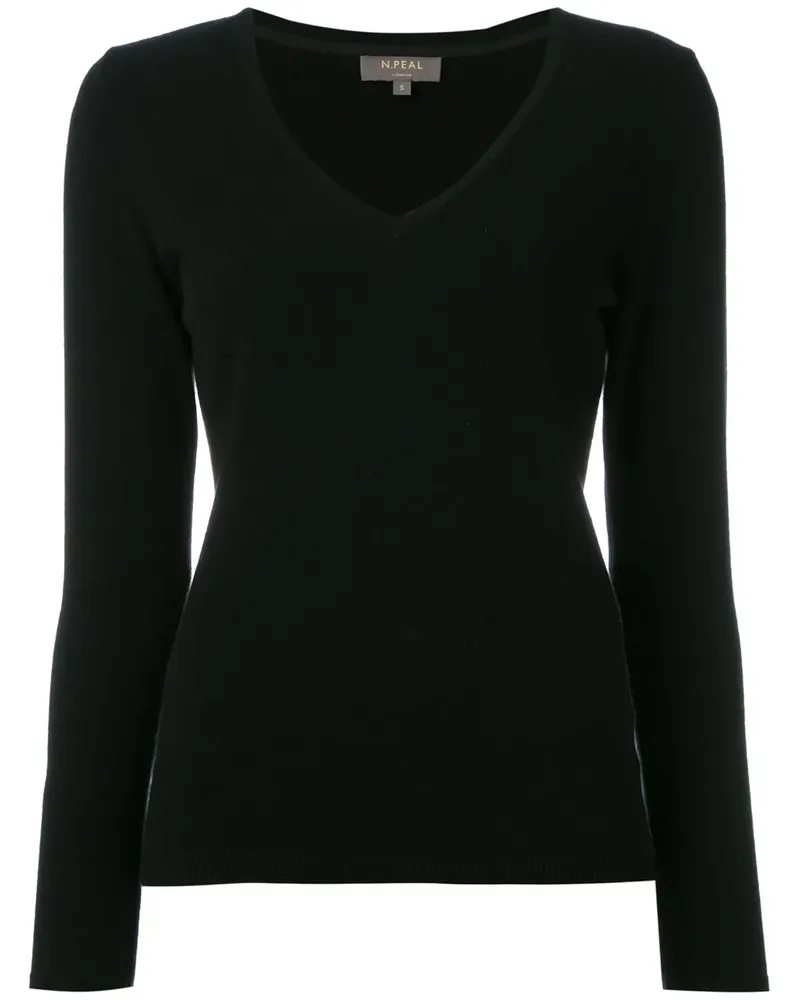 N.Peal Feingestrickter Kaschmirpullover - Schwarz Schwarz