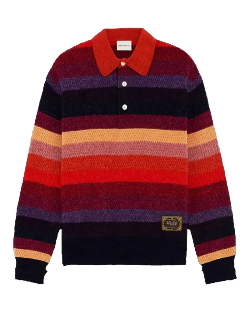 Drôle de Monsieur striped long-sleeve polo shirt - Rot Rot