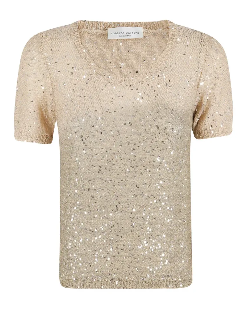 Roberto Collina sequin-embellished T-shirt - Nude Nude