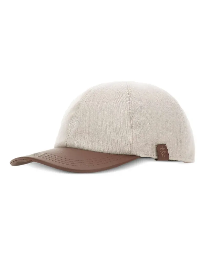 Eleventy leather-brim wool baseball cap - Nude Nude