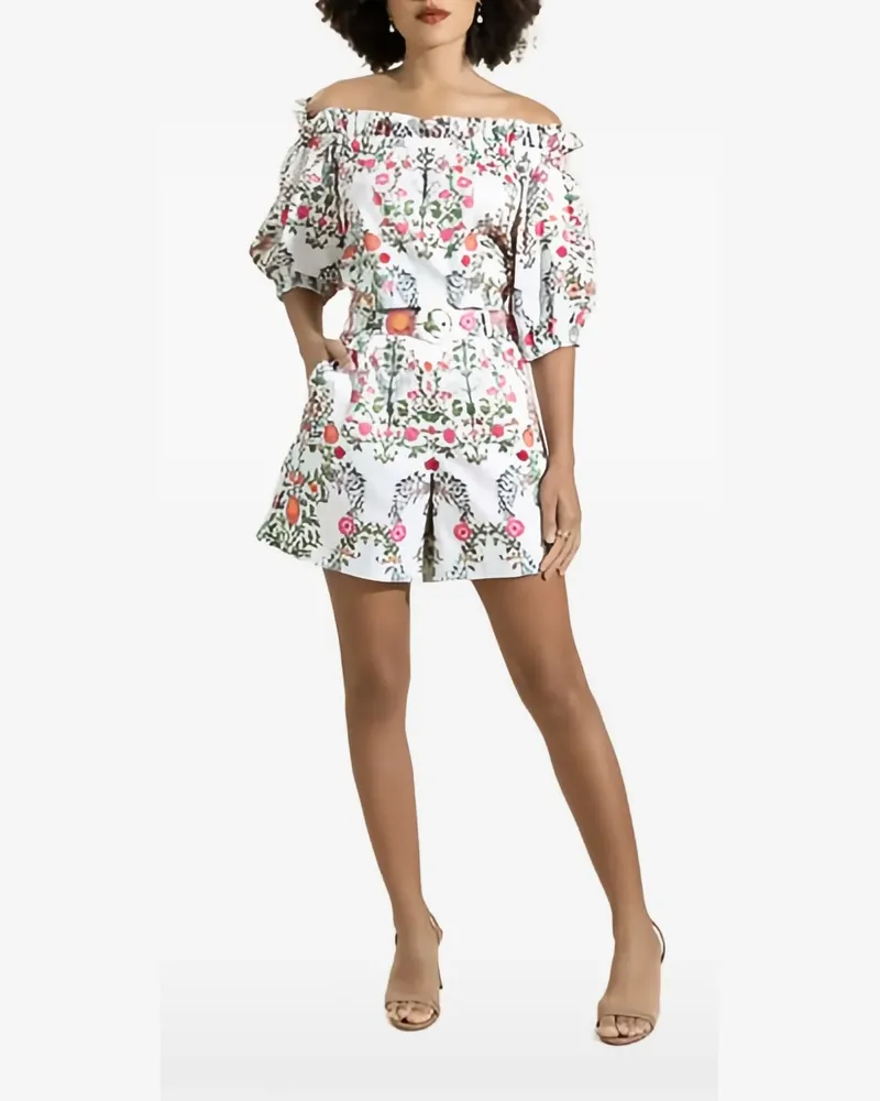 Borgo De Nor Gwen floral-print off-the-shoulder top - Weiß Weiß