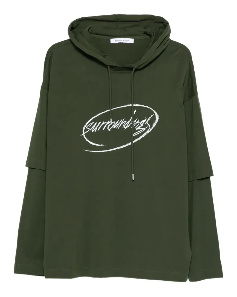 Études Studio hooded layered T-shirt - Grün Grün