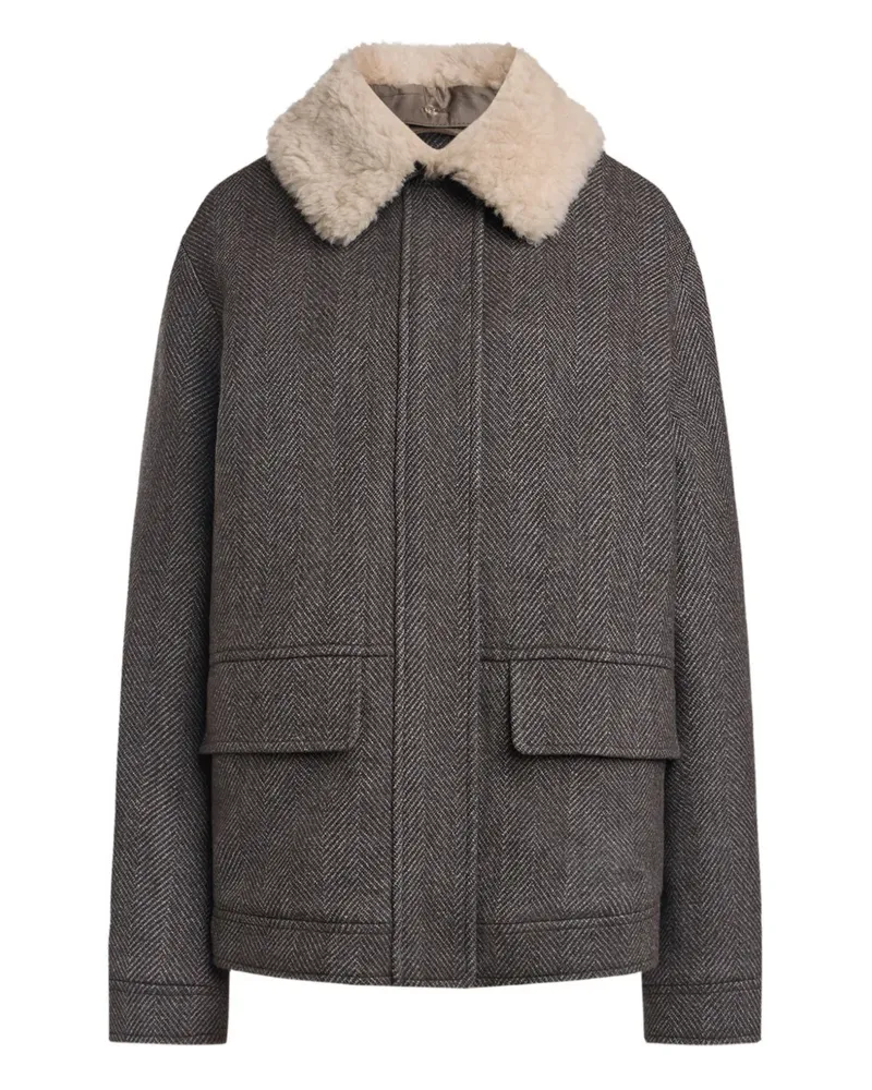 12 STOREEZ Jacke mit Fischgrätenmuster - Grau Grau