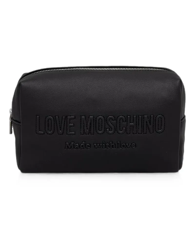 Moschino logo-embossed make-up bag - Schwarz Schwarz
