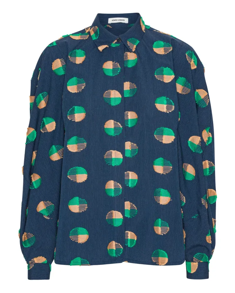 Henrik Vibskov Hemd im Layering-Look mit rundem Jacquard - Blau Blau