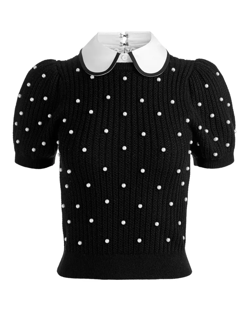 Alice + Olivia Chase pearl-embellished Peter Pan collar sweater - Schwarz Schwarz