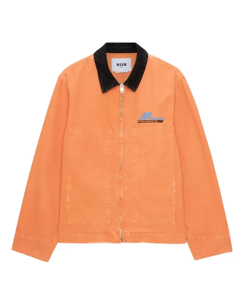 MSGM Jeansjacke mit schwarzem Kragen - Orange Orange