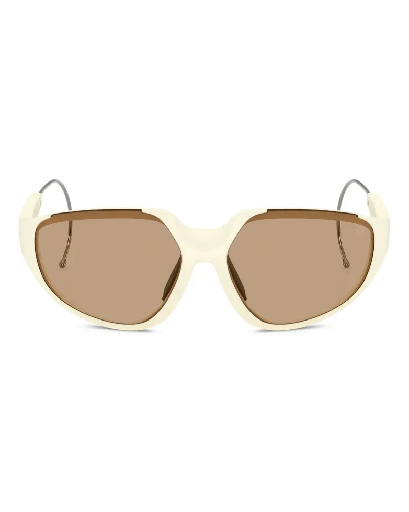 Moncler Sonnenbrille mit Logo-Print - Weiß Weiß