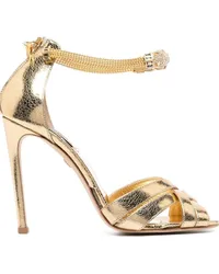 Roberto Cavalli Sandalen mit Kristallen Gold