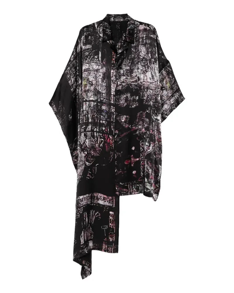 Yohji Yamamoto graphic-print coat - Schwarz Schwarz