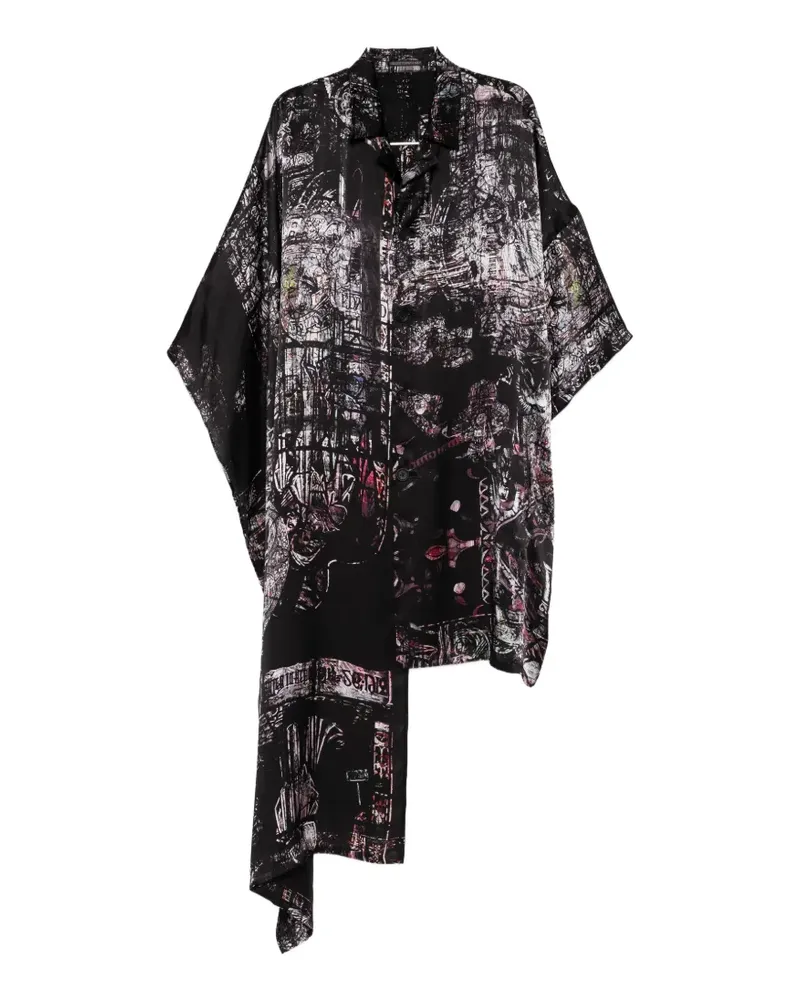Yohji Yamamoto graphic-print coat - Schwarz Schwarz