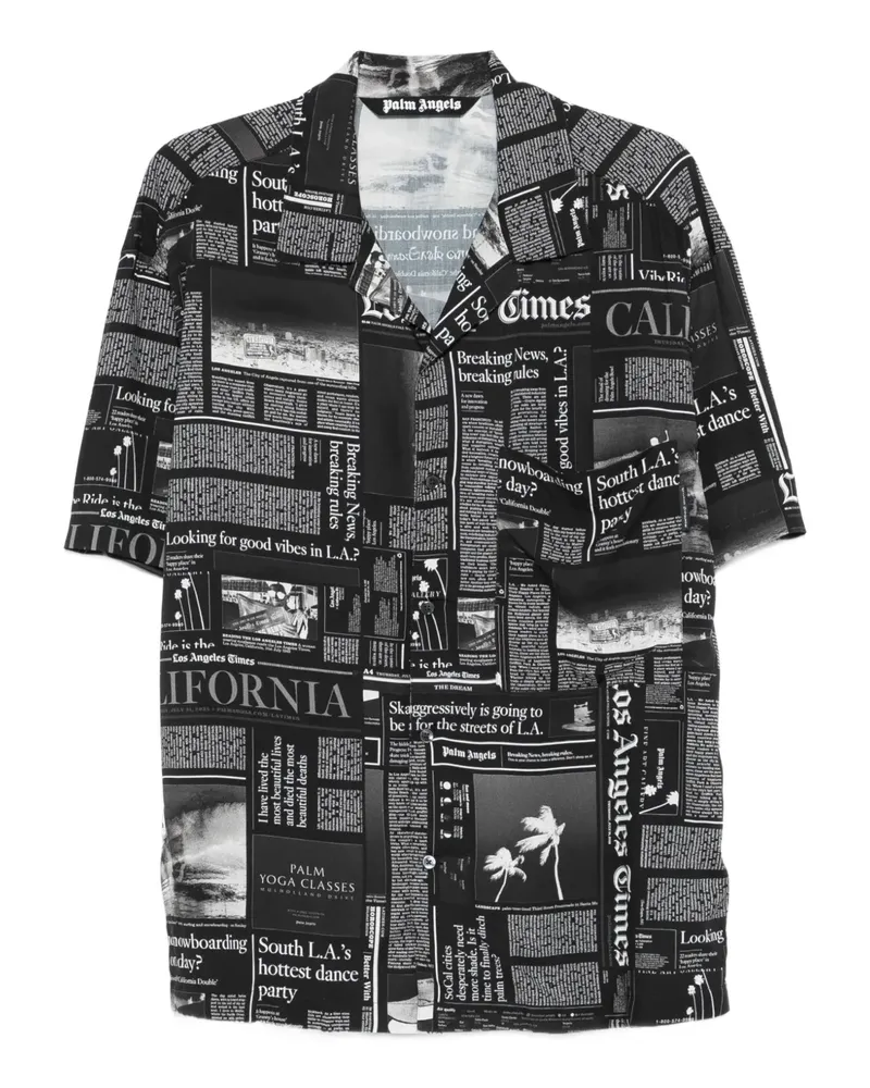 Palm Angels Hemd mit Zeitungs-Print - Schwarz Schwarz