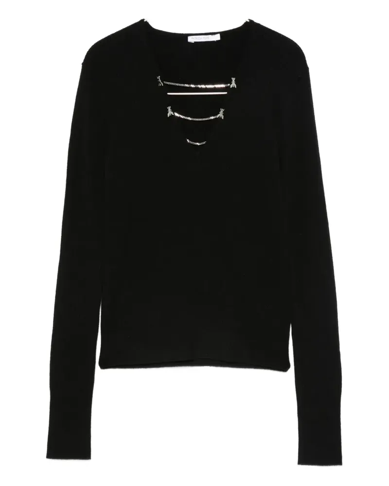 Patrizia Pepe V-Ausschnitt-Pullover mit Kettendetail - Schwarz Schwarz
