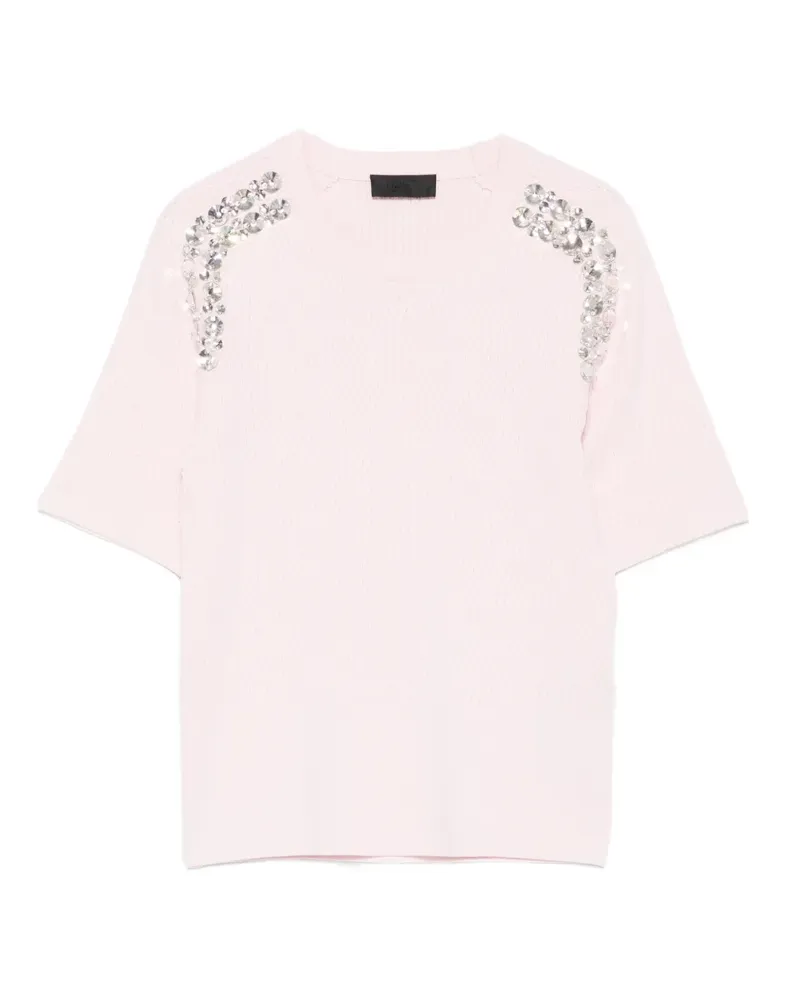 Liu Jo T-Shirt mit Kristallen - Rosa Rosa