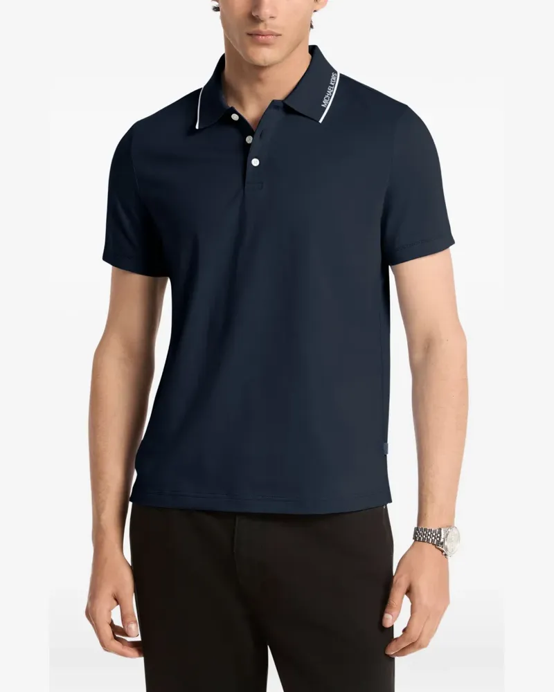 Michael Kors Poloshirt mit geripptem Logo - Blau Blau