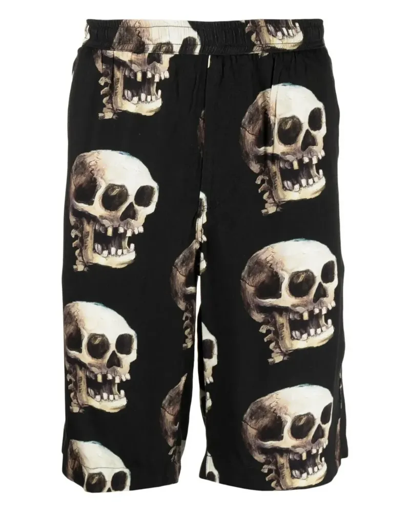 ENDLESS JOY Shorts mit Totenkopf-Print - Schwarz Schwarz