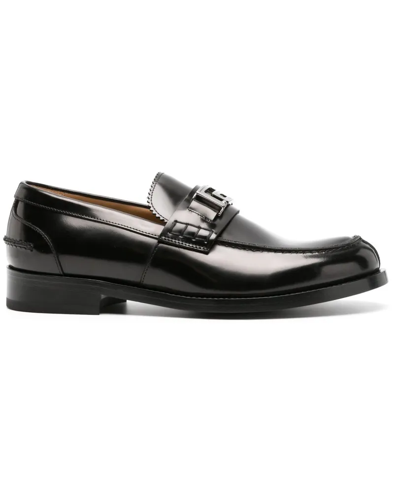 Versace Loafer aus Lackleder mit Greca-Motiv - Schwarz Schwarz