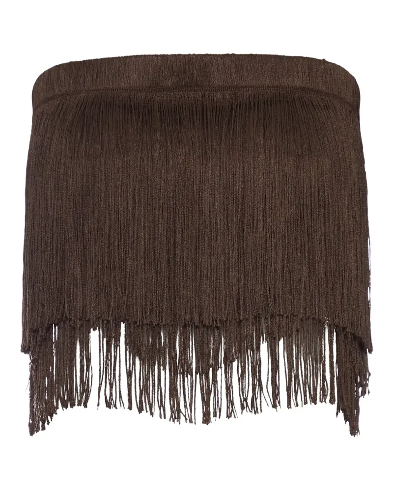 BLESS Dara fringe-detail cotton top - Braun Braun