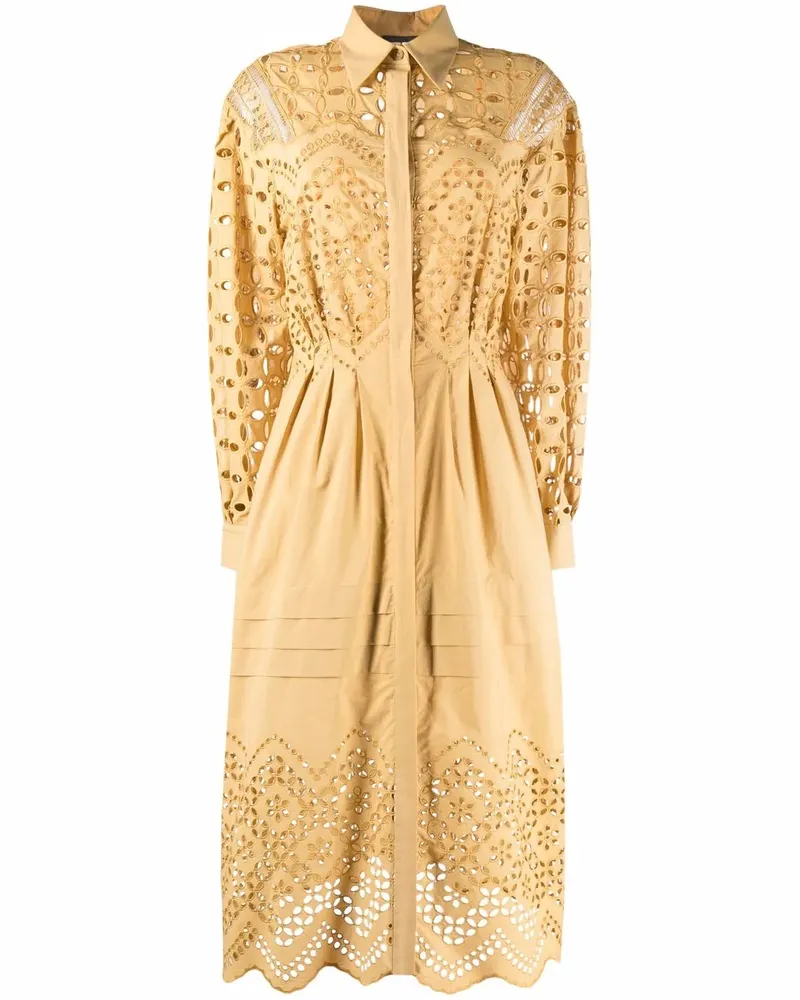Alberta Ferretti Hemdkleid mit Lochstickerei - Gelb Gelb