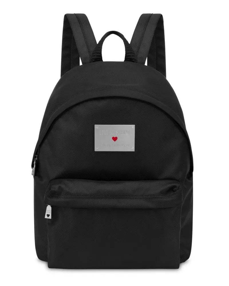 Moschino Rucksack mit Logo-Schild - Schwarz Schwarz