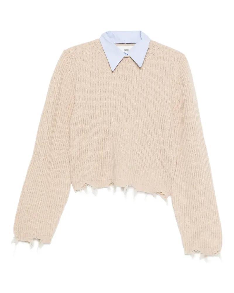 SOLOTRE Pullover mit Distressed-Finish - Nude Nude