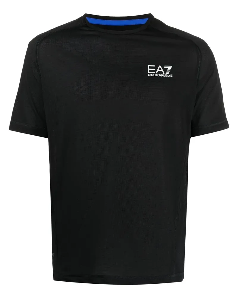 EA7 EA7 T-Shirt aus Waffelstrick - Schwarz Schwarz