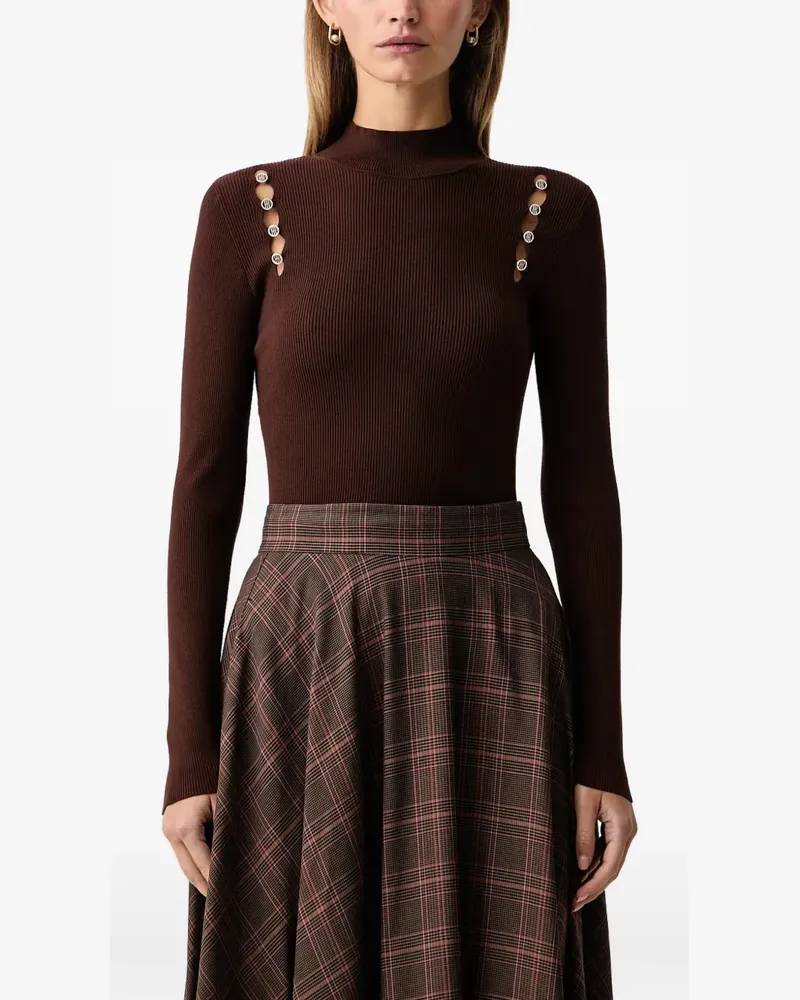 Fracomina Gerippter Rollkragenpullover - Braun Braun
