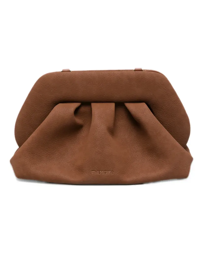 THEMOIRÈ medium Bios ruched pebbled clutch bag - Braun Braun