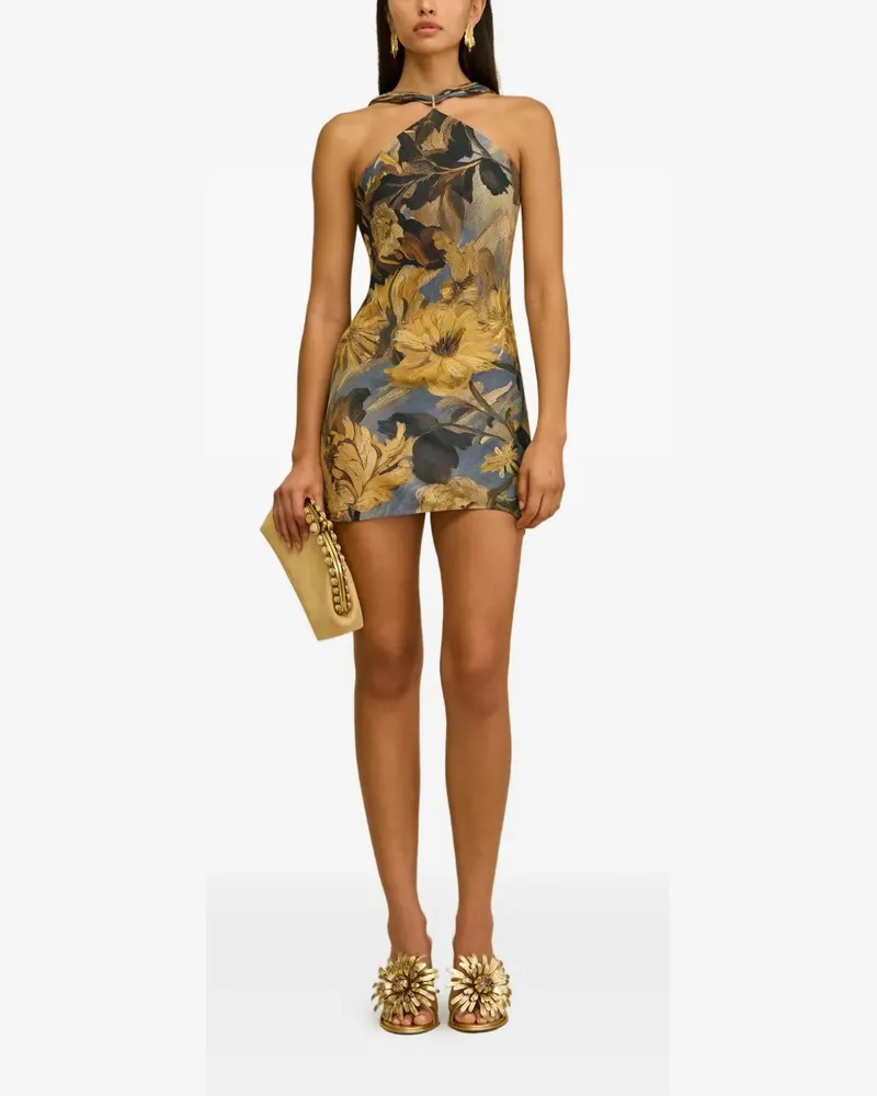 Cult Gaia floral-print halterneck mini dress - Gelb Gelb