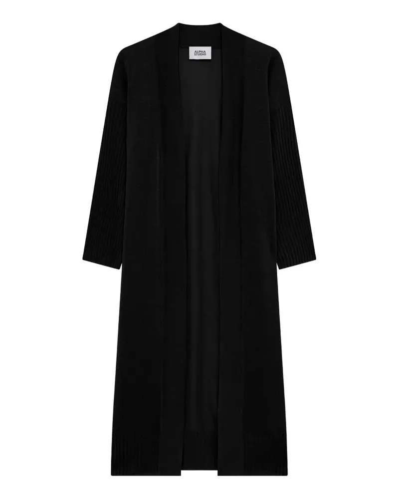 Alpha Studio ribbed-knit longline cardigan - Schwarz Schwarz