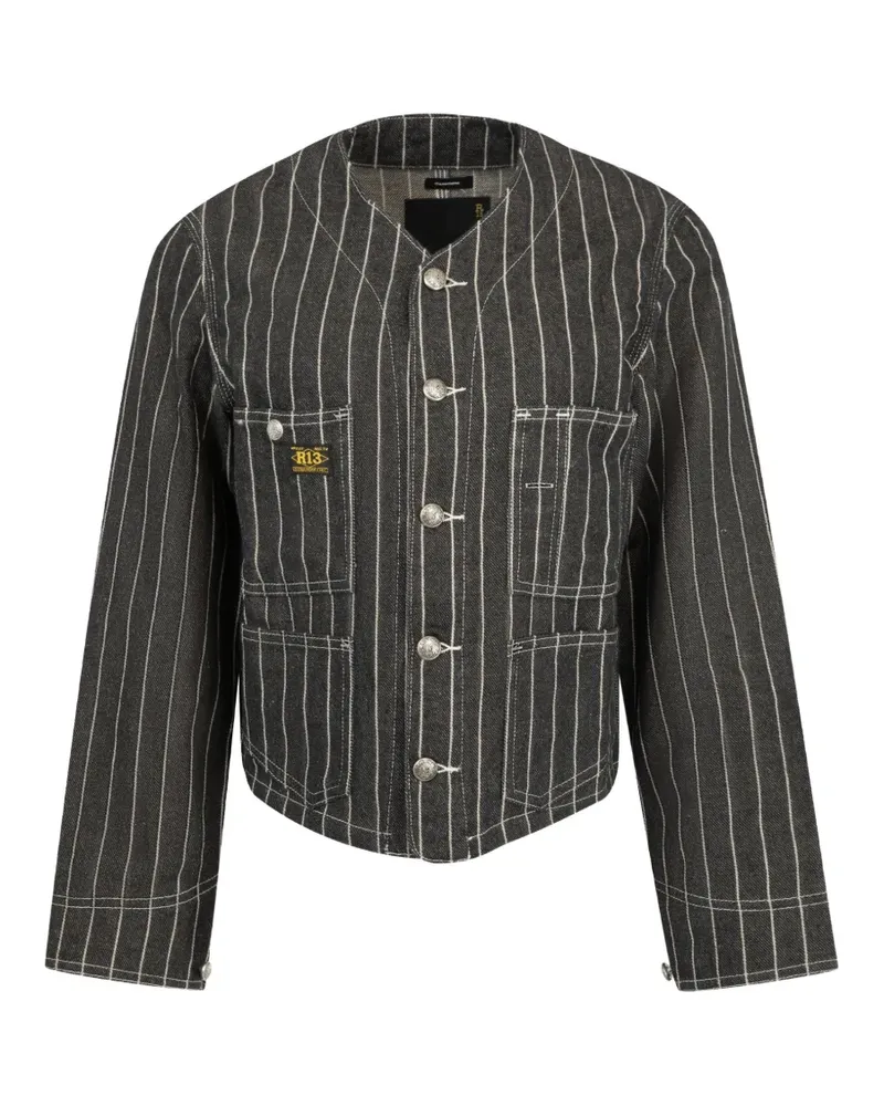 R13 Chore striped cropped jacket - Schwarz Schwarz