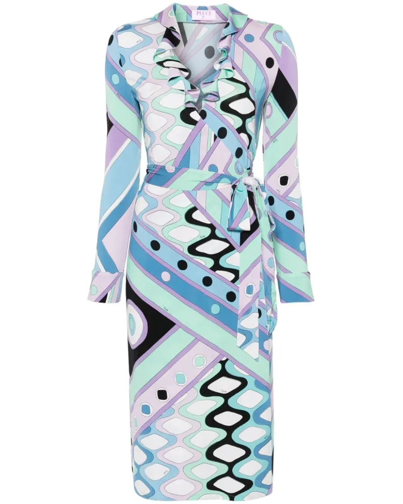 Emilio Pucci Midikleid mit geometrischem Muster - Blau Blau