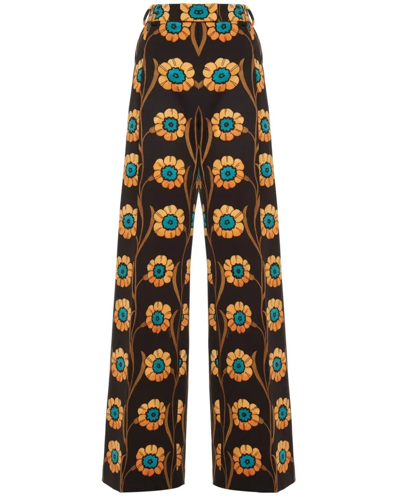 La DoubleJ Hose mit Blumenmuster - Braun Braun