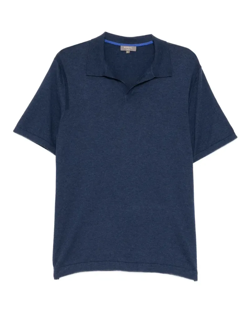 N.Peal T-Shirt mit Poloshirtkragen - Blau Blau