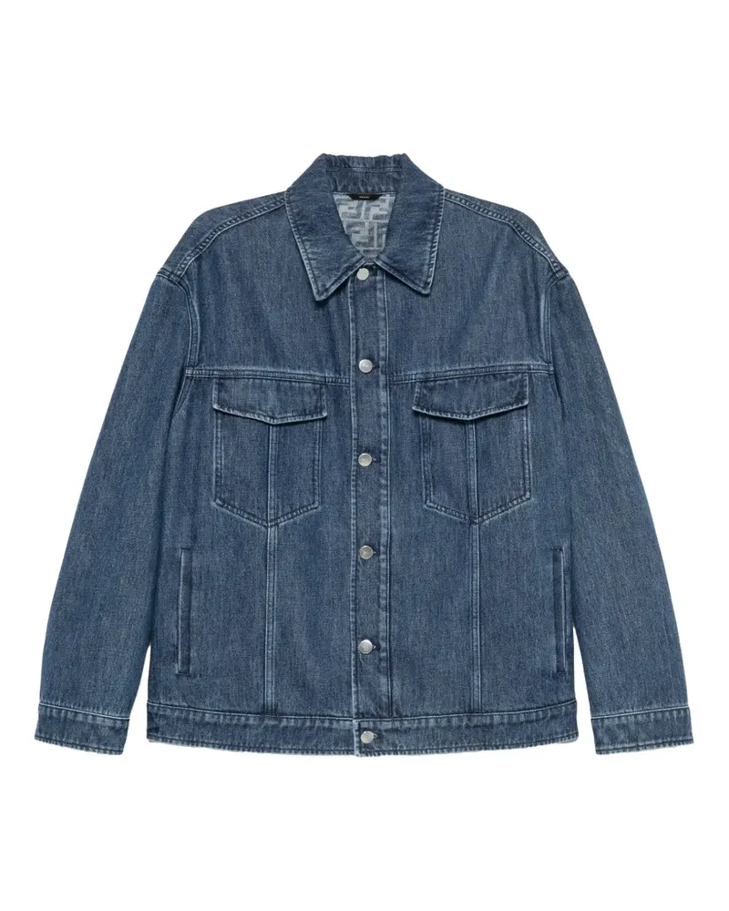 Fendi logo-patch denim jacket - Blau Blau