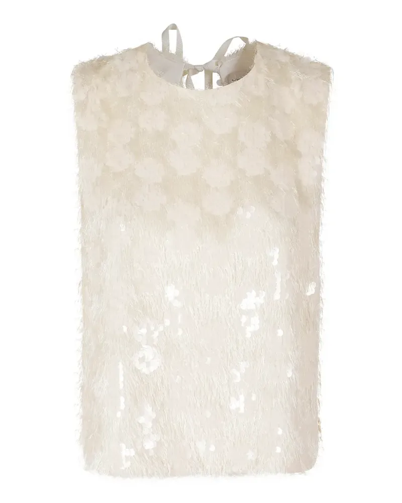 Semicouture Cara Pailletten-Tanktop mit Fransen - Nude Nude