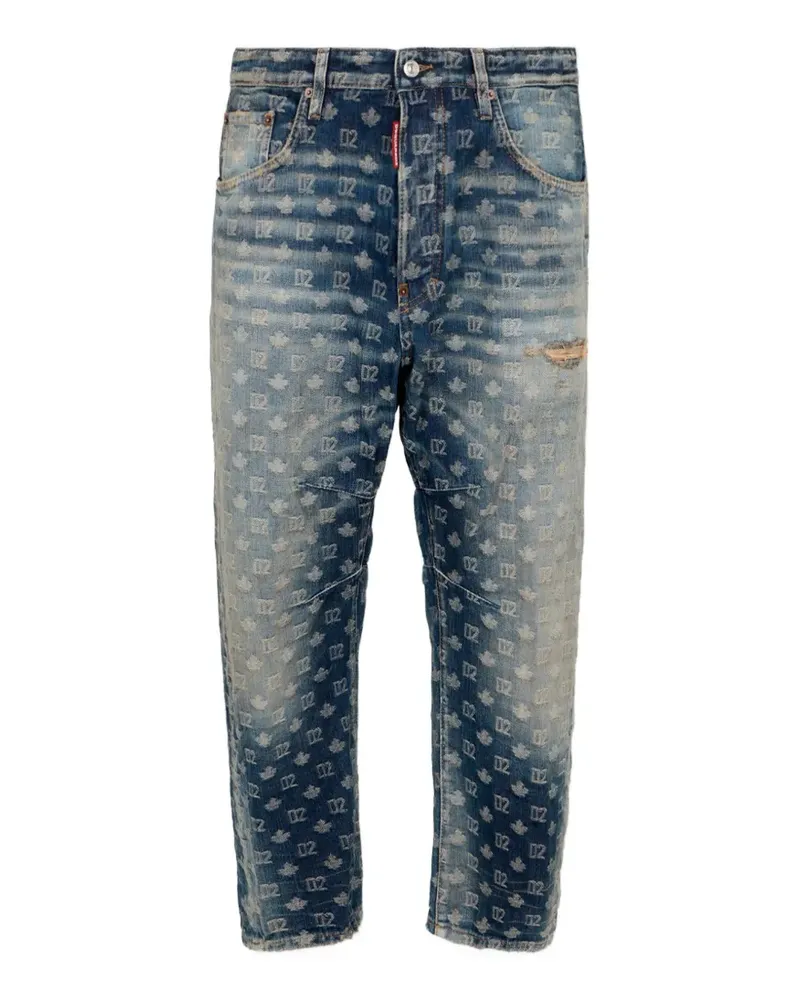 Dsquared2 Kawaii Jeans mit D2 Monogram und Dirty-Wash - Blau Blau
